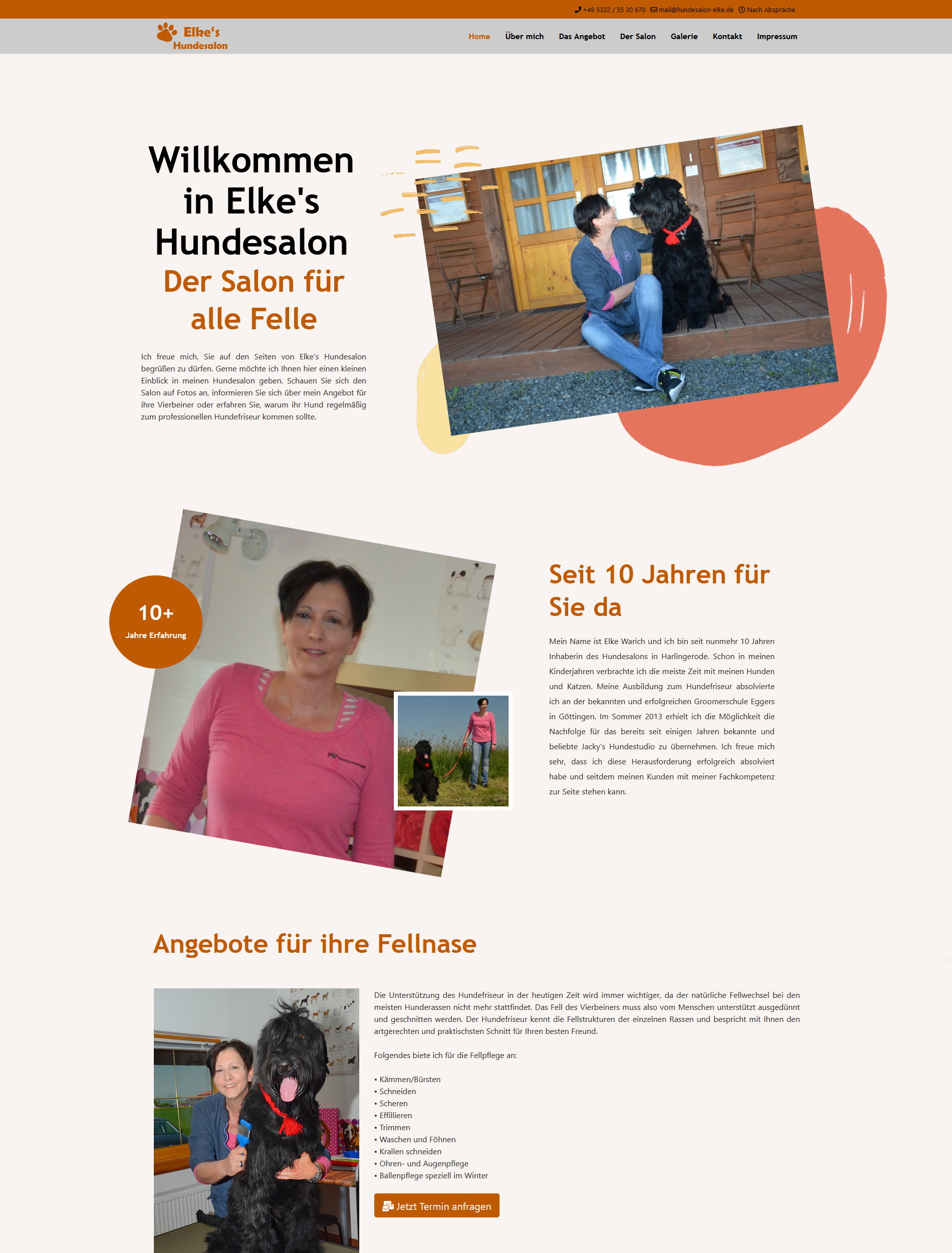 Screenshot der Homepage von Elkes Hundesalon aus Bad Harzburg